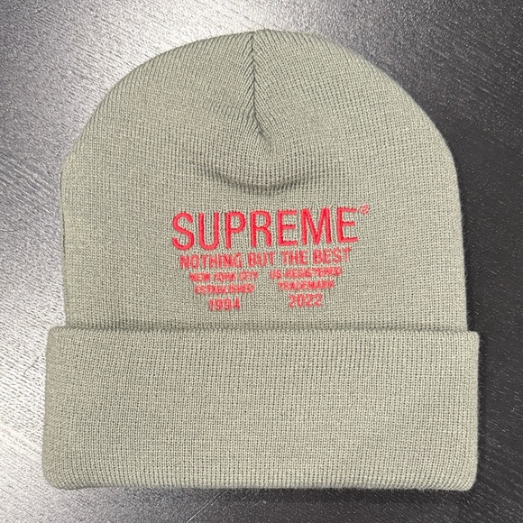 Supreme Grey Nothing But Beanie Knit Hat with Red Embroidery
